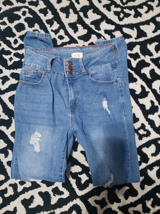 Denim - Vince Blue Women Buttons Denim Blue Ripped Jeans